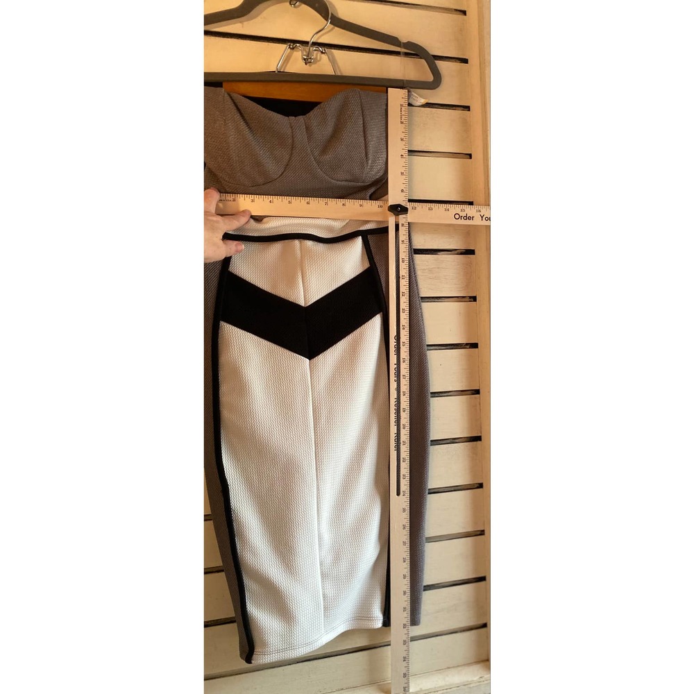 A'gaci womans strapless dress size M bodycon underwire pad bra gray white black - Picture 6 of 12